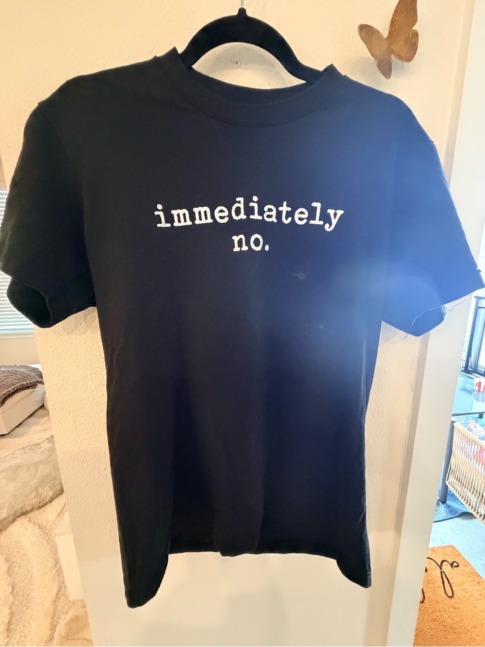 Black Women's Short-Sleeve Graphic Tee - "immediately no."